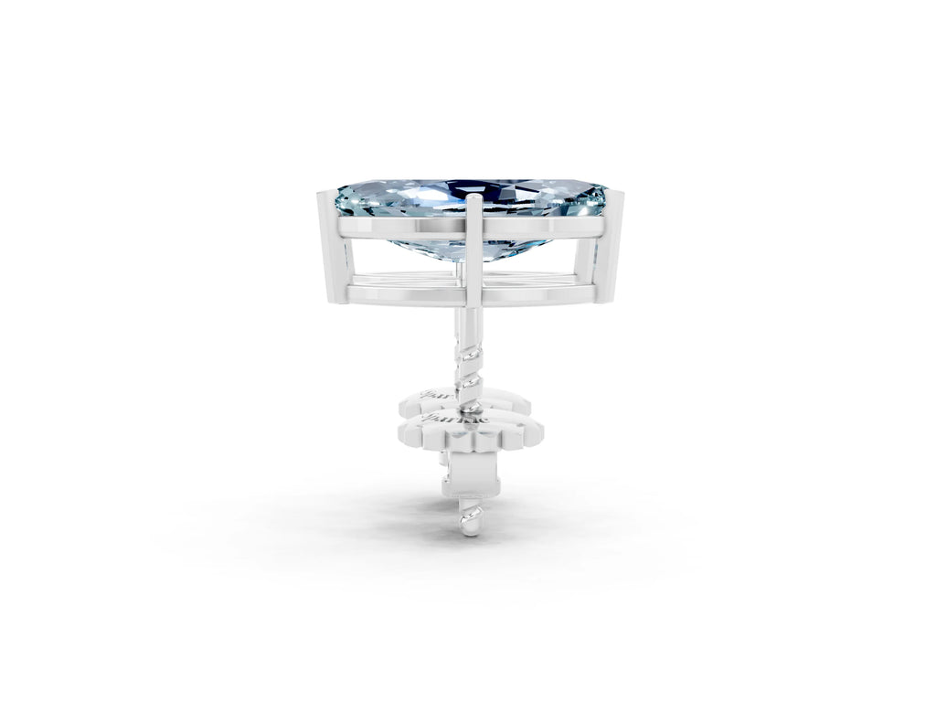 Marquise Cut Aquamarine Stud Earrings in Silver with Basket Setting