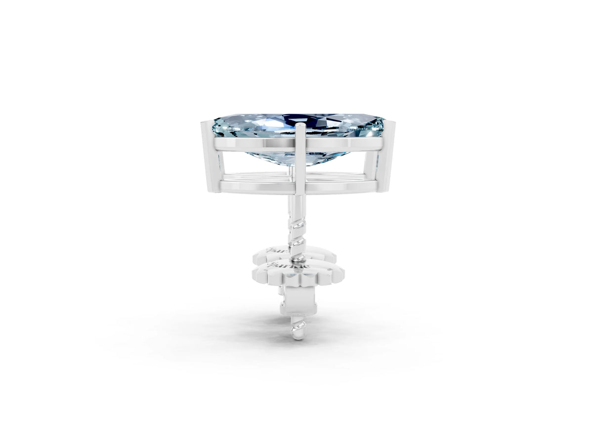 Marquise Cut Aquamarine Stud Earrings in Silver with Basket Setting