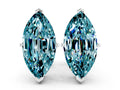 Marquise Cut Blue Topaz Stud Earrings in Platinum with Basket Setting