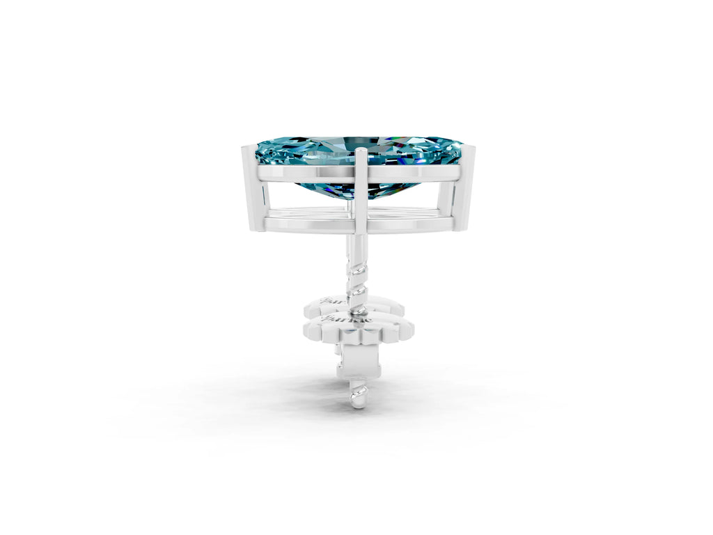 Marquise Cut Blue Topaz Stud Earrings in Platinum with Basket Setting