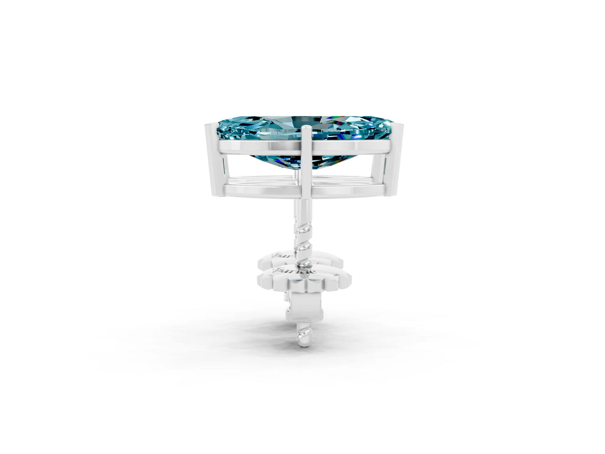 Marquise Cut Blue Topaz Stud Earrings in Platinum with Basket Setting