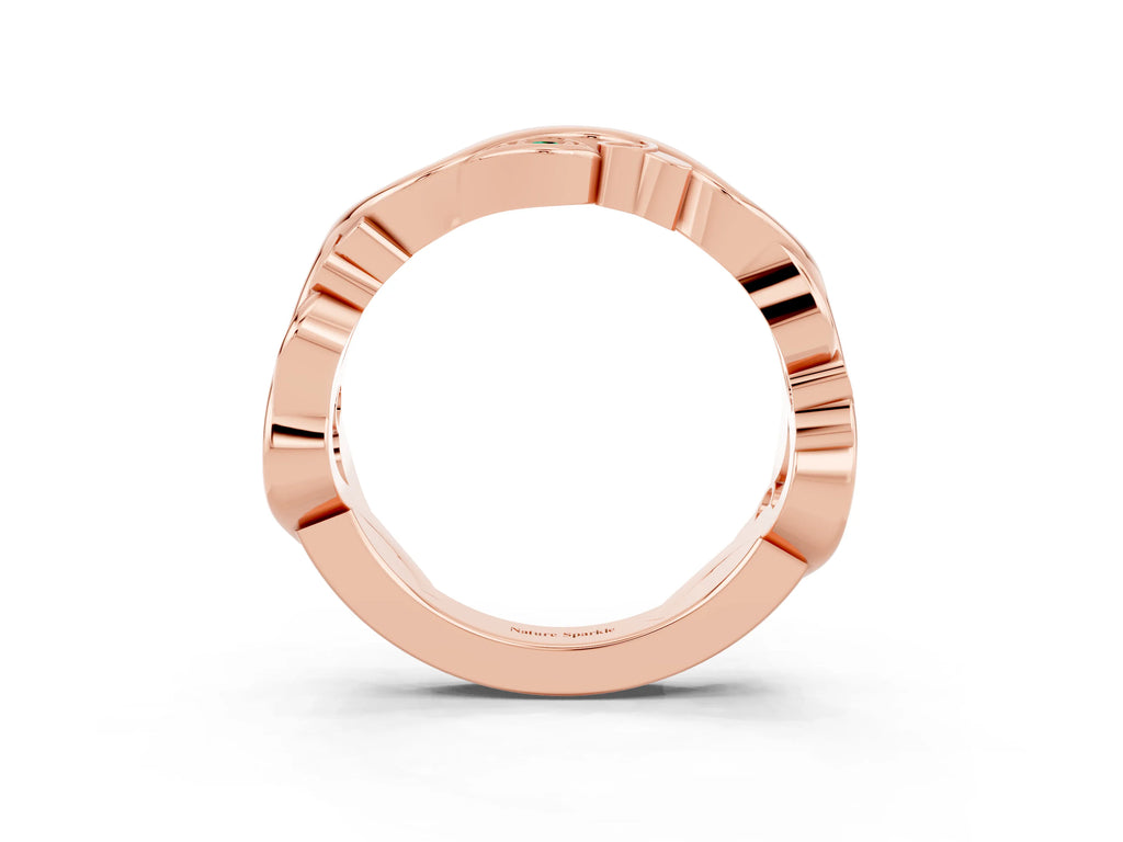 Marquise Emerald Vine Eternity Band in Rose gold with Bezel Setting