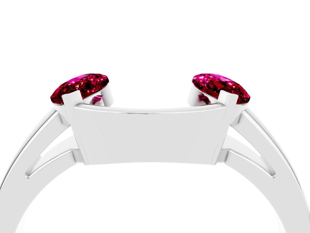 Marquise Garnet Open Band Ring in White gold with Tension Setting