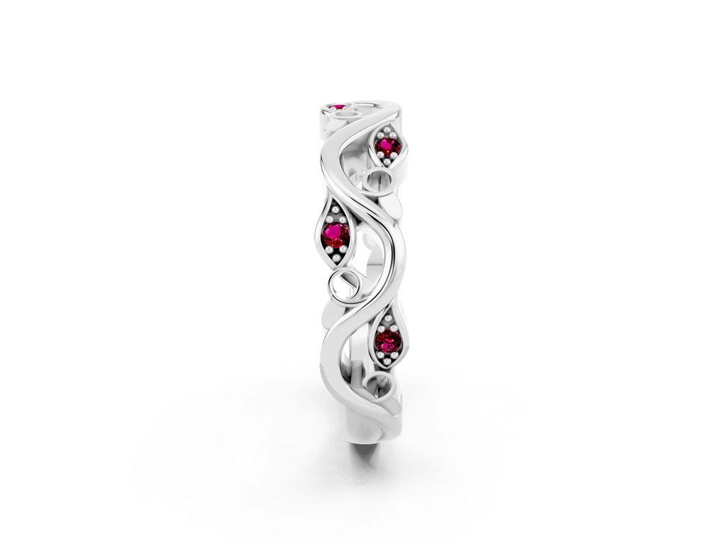 Marquise Garnet Vine Eternity Band in Silver with Bezel Setting