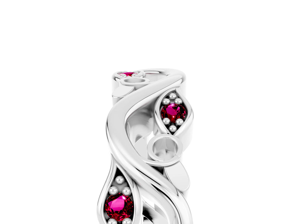 Marquise Garnet Vine Eternity Band in Silver with Bezel Setting