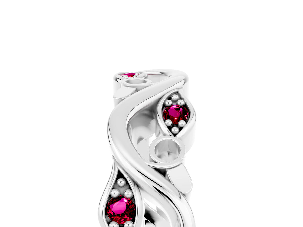 Marquise Garnet Vine Eternity Band in Silver with Bezel Setting