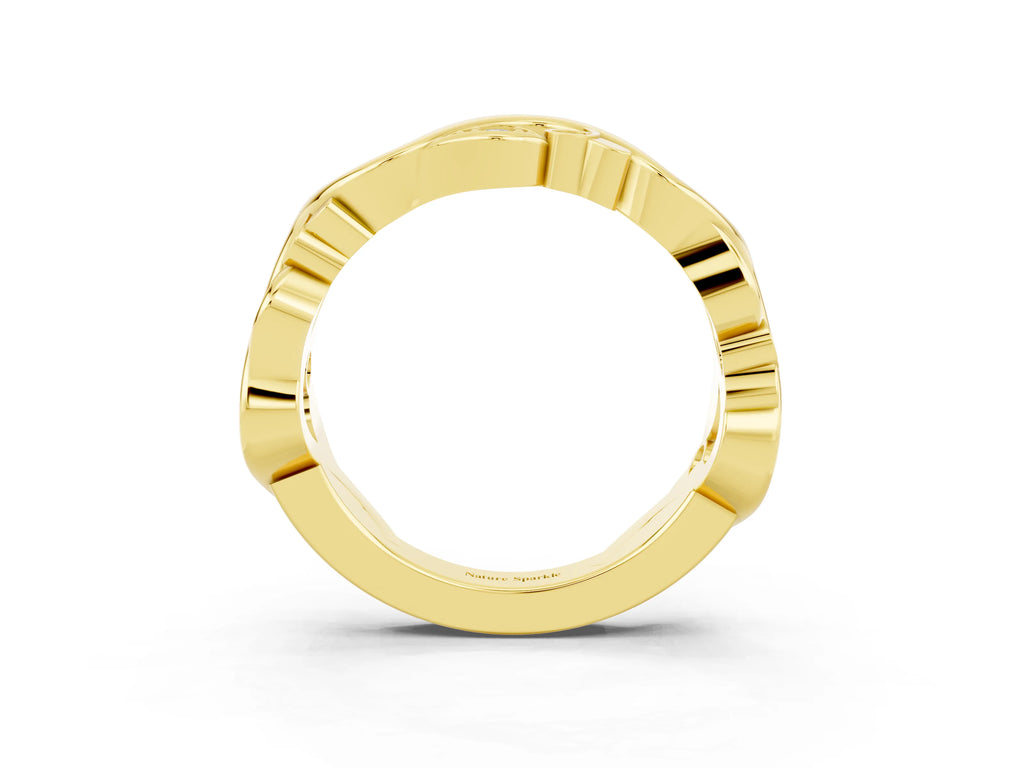 Marquise Moissanite Vine Eternity Band in Yellow gold with Bezel Setting