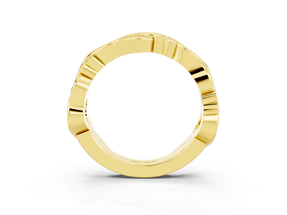 Marquise Moissanite Vine Eternity Band in Yellow gold with Bezel Setting
