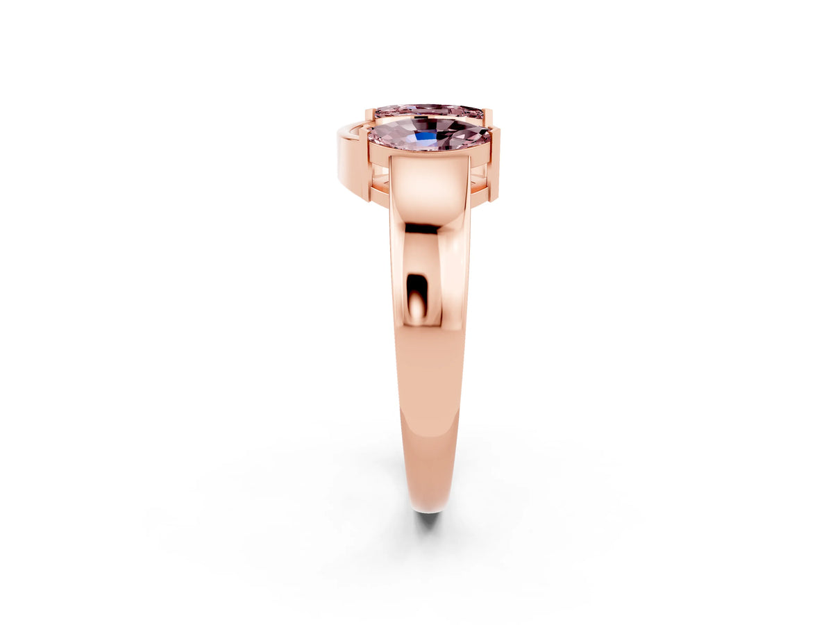 Marquise Morganite Open Band Ring in Rose gold with Tension Setting