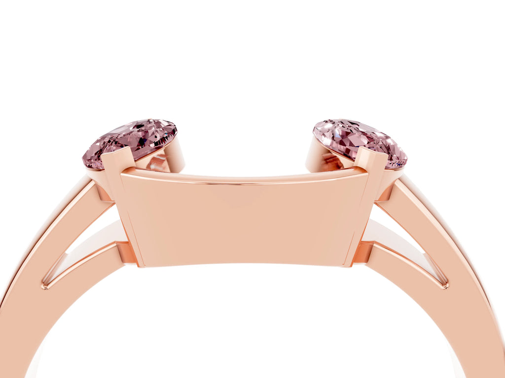 Marquise Morganite Open Band Ring in Rose gold with Tension Setting