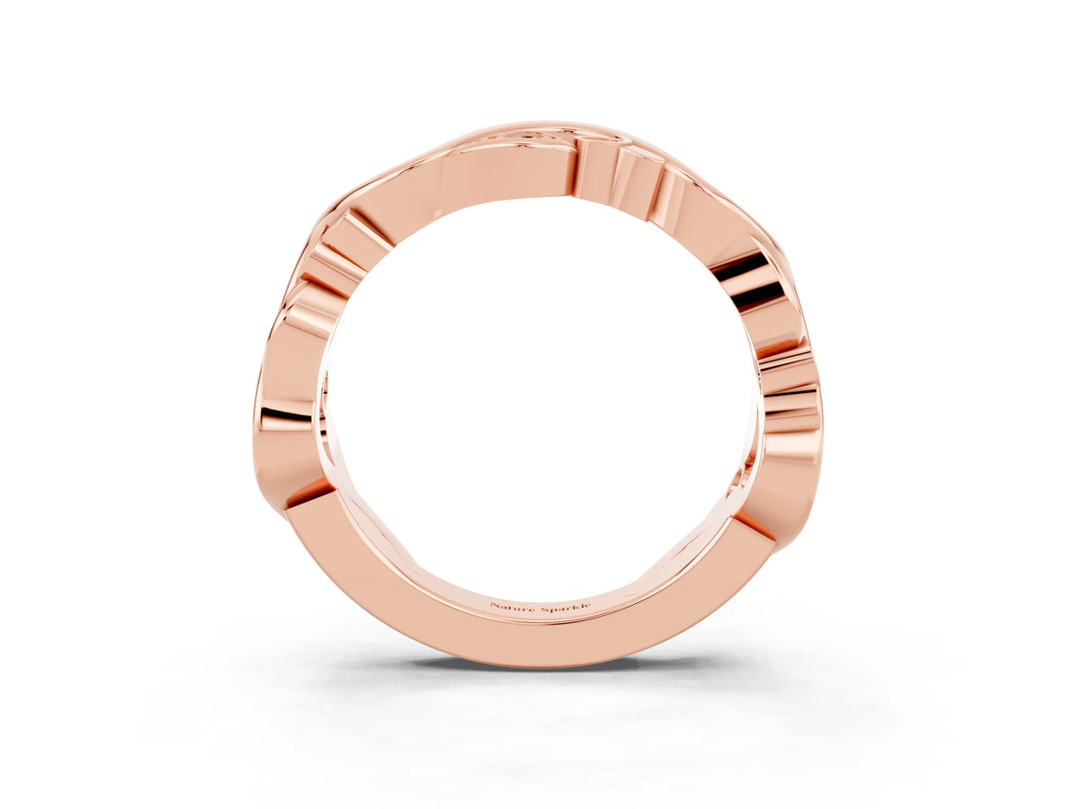 Marquise Morganite Vine Eternity Band in Rose gold with Bezel Setting