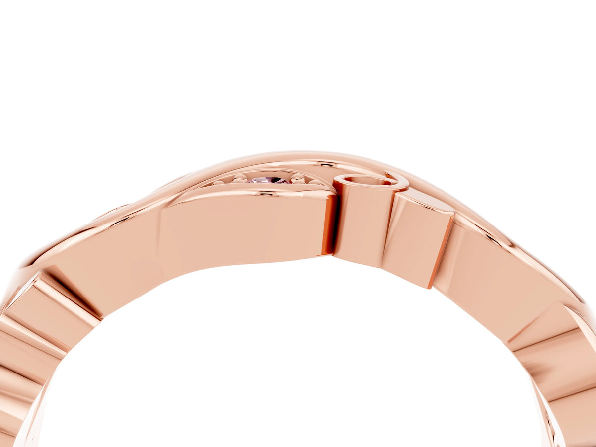Marquise Morganite Vine Eternity Band in Rose gold with Bezel Setting