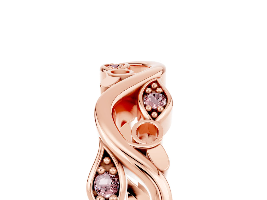 Marquise Morganite Vine Eternity Band in Rose gold with Bezel Setting