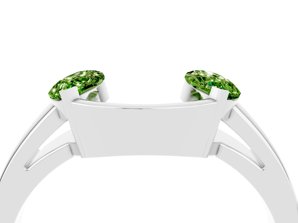 Marquise Peridot Open Band Ring in White gold with Tension Setting