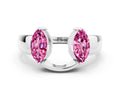 Marquise Pink Sapphire Open Band Ring in Silver with Tension Setting