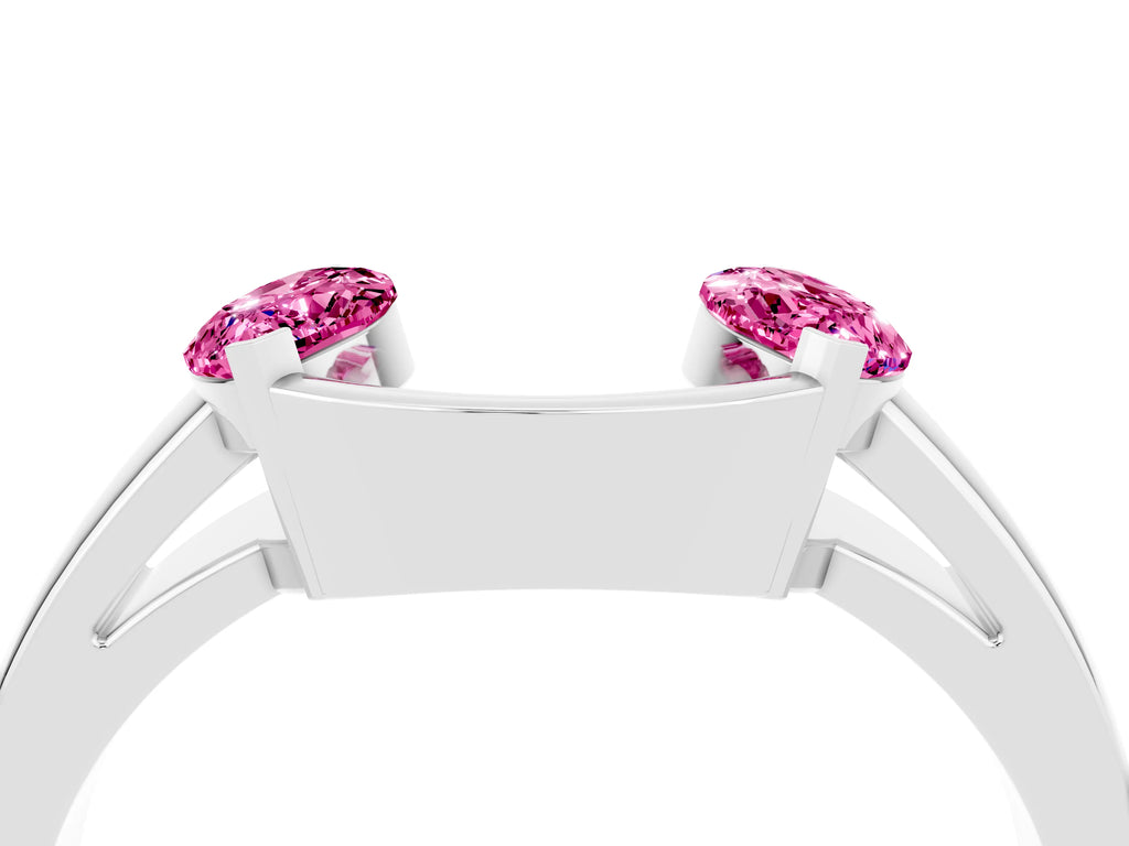 Marquise Pink Sapphire Open Band Ring in Silver with Tension Setting