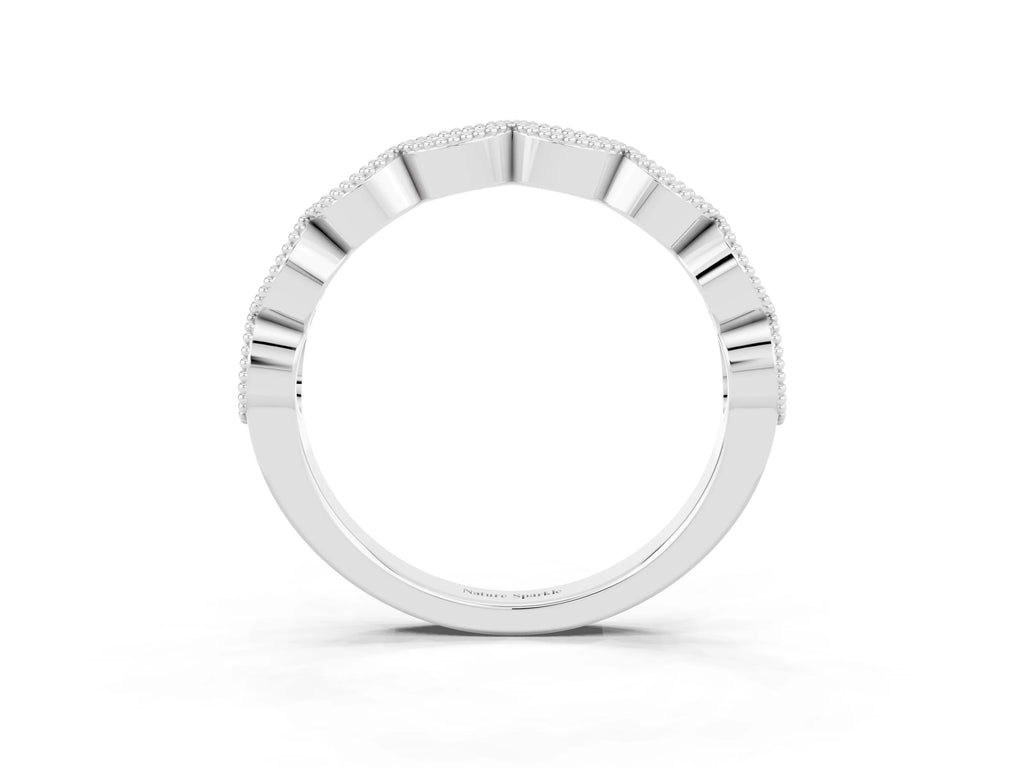 Marquise Ruby Milgrain Half Eternity Band in Platinum with Bezel Setting