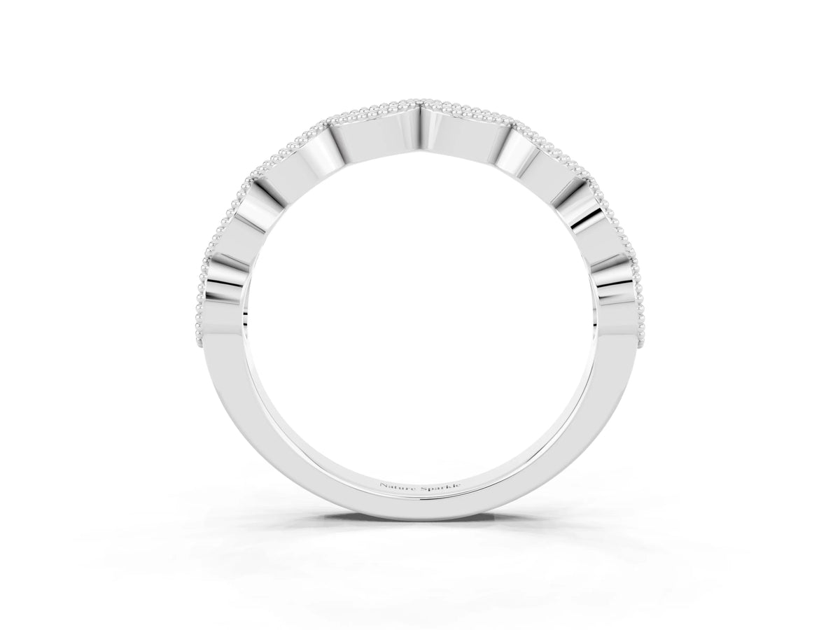 Marquise Ruby Milgrain Half Eternity Band in Platinum with Bezel Setting