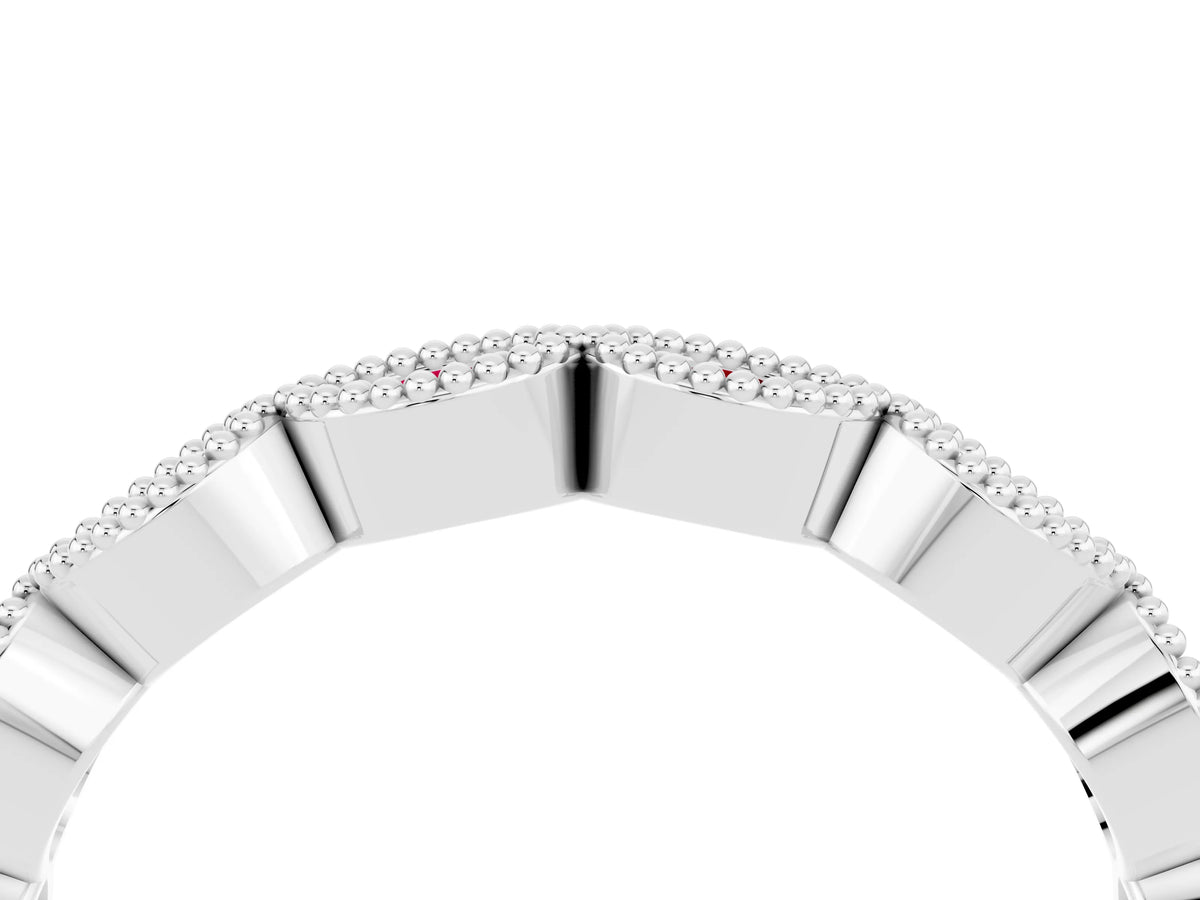 Marquise Ruby Milgrain Half Eternity Band in Platinum with Bezel Setting