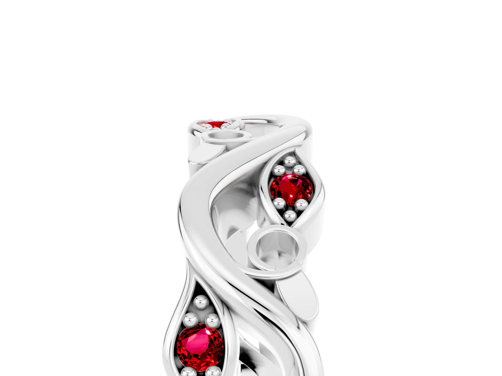 Marquise Ruby Vine Eternity Band in White gold with Bezel Setting
