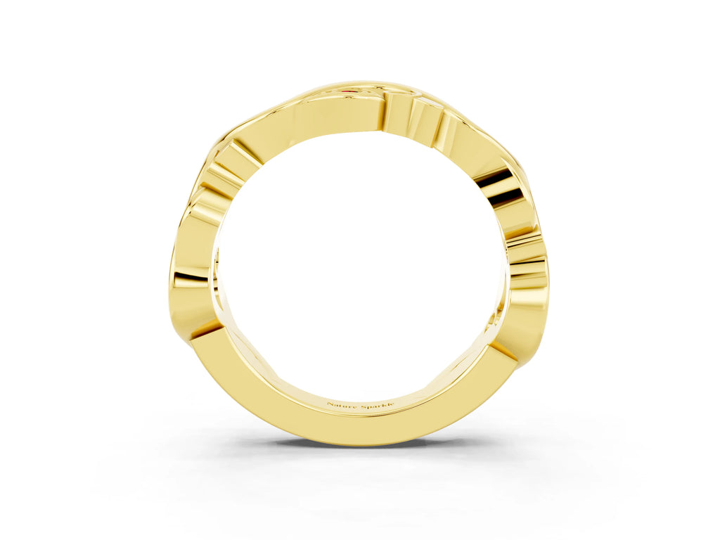 Marquise Ruby Vine Eternity Band in Yellow gold with Bezel Setting