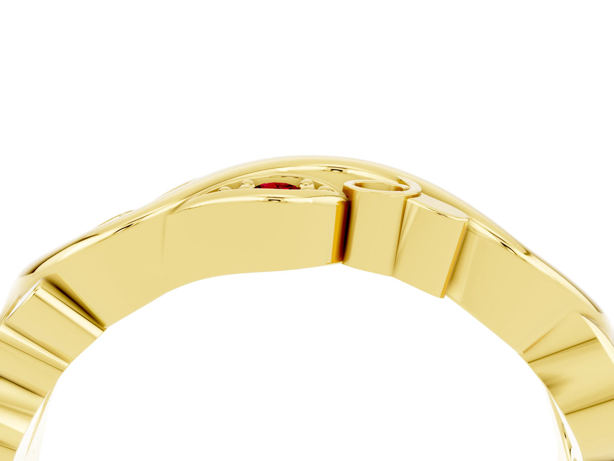 Marquise Ruby Vine Eternity Band in Yellow gold with Bezel Setting