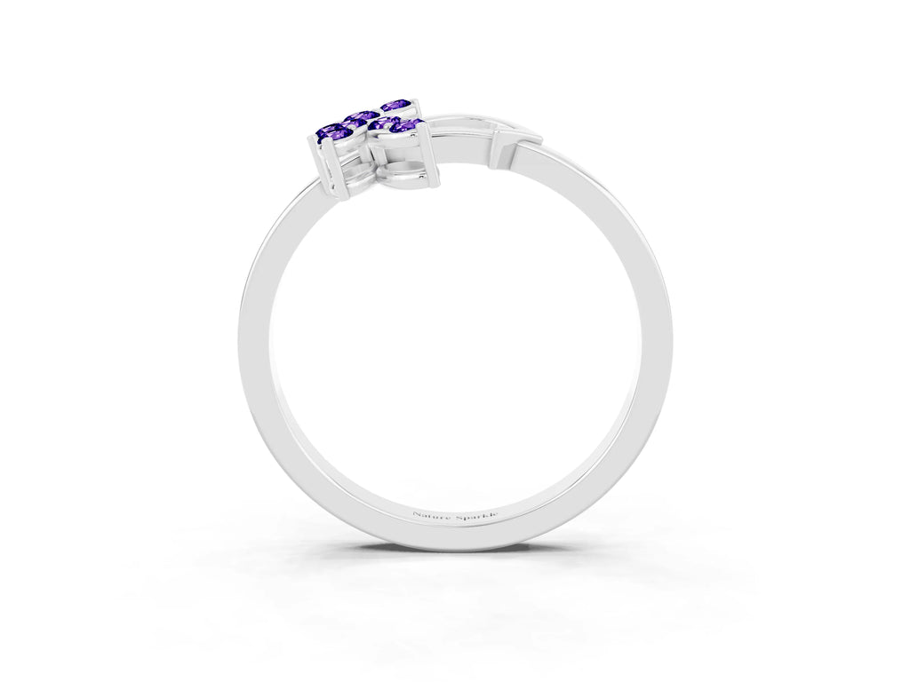 Marquise Tanzanite Floral Cluster Bypass Ring in Silver with Prong Setting