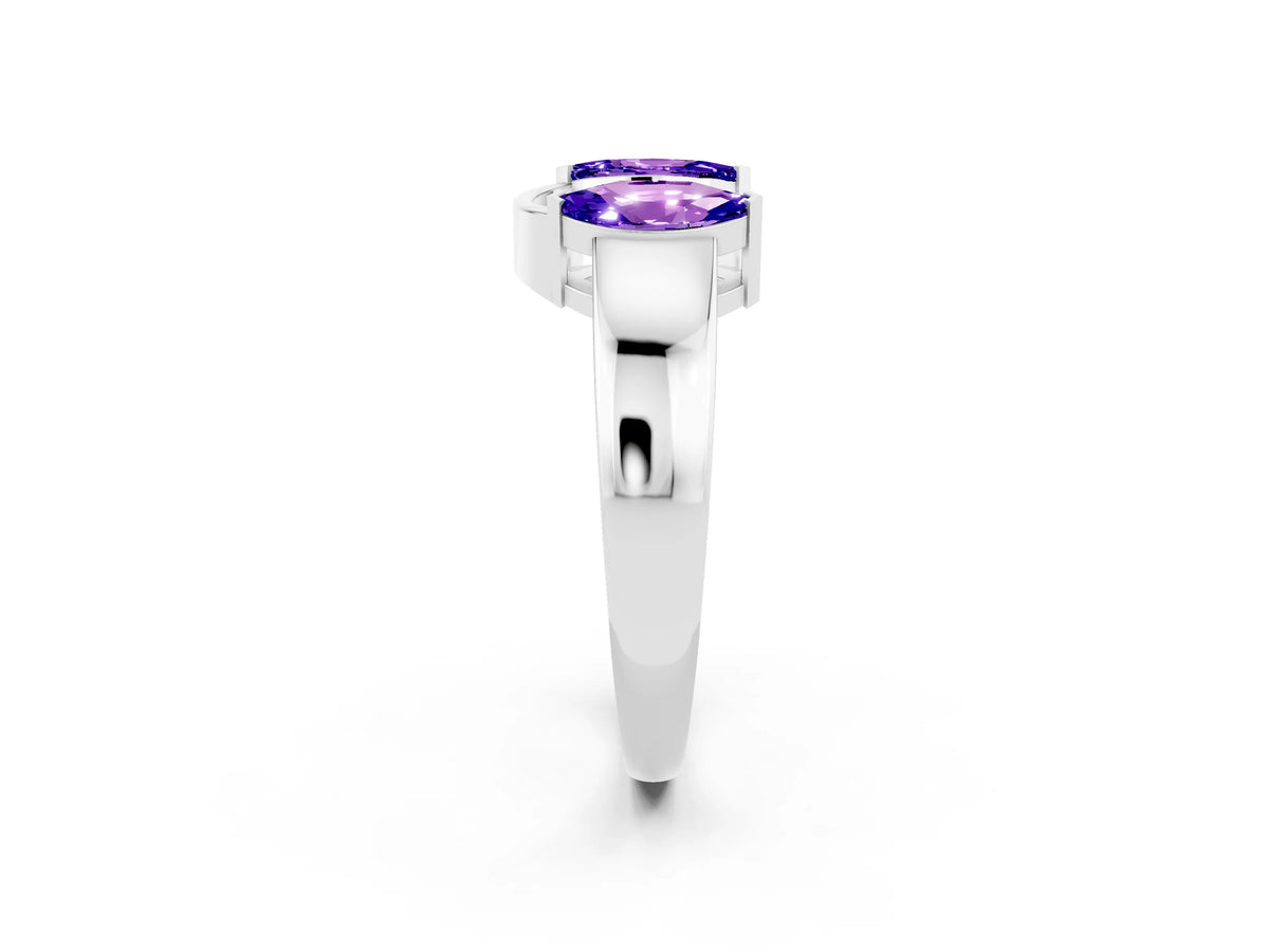 Marquise Tanzanite Open Band Ring in Silver with Tension Setting