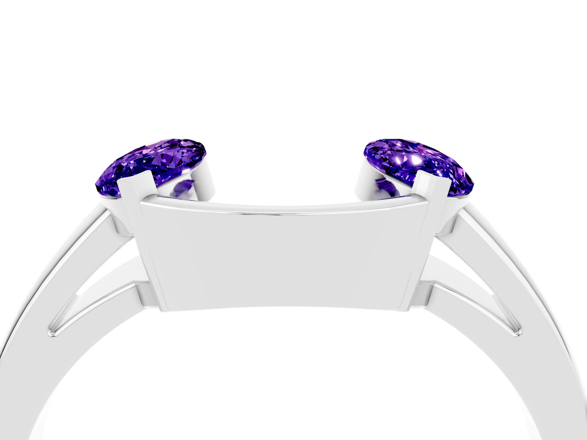 Marquise Tanzanite Open Band Ring in Silver with Tension Setting