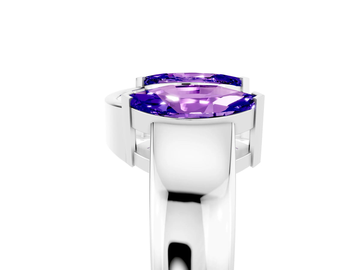 Marquise Tanzanite Open Band Ring in Silver with Tension Setting
