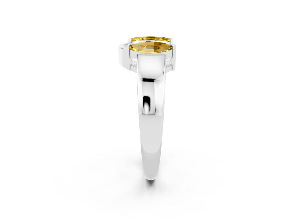 Marquise Yellow Sapphire Open Band Ring in Silver with Tension Setting