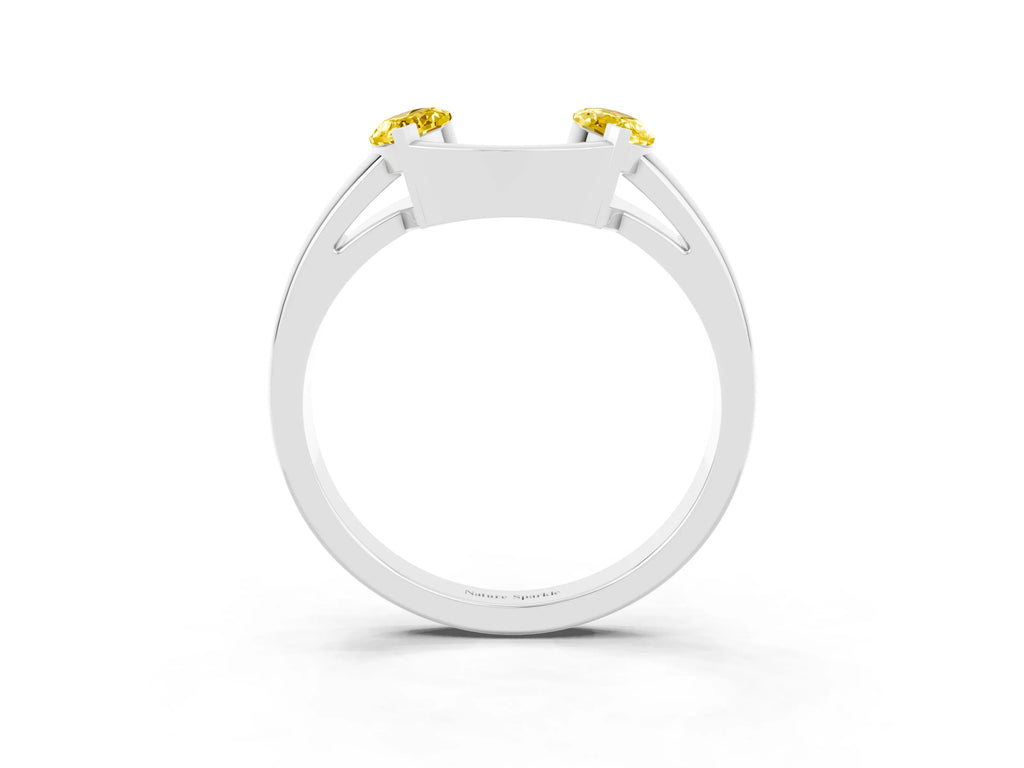 Marquise Yellow Sapphire Open Band Ring in Silver with Tension Setting