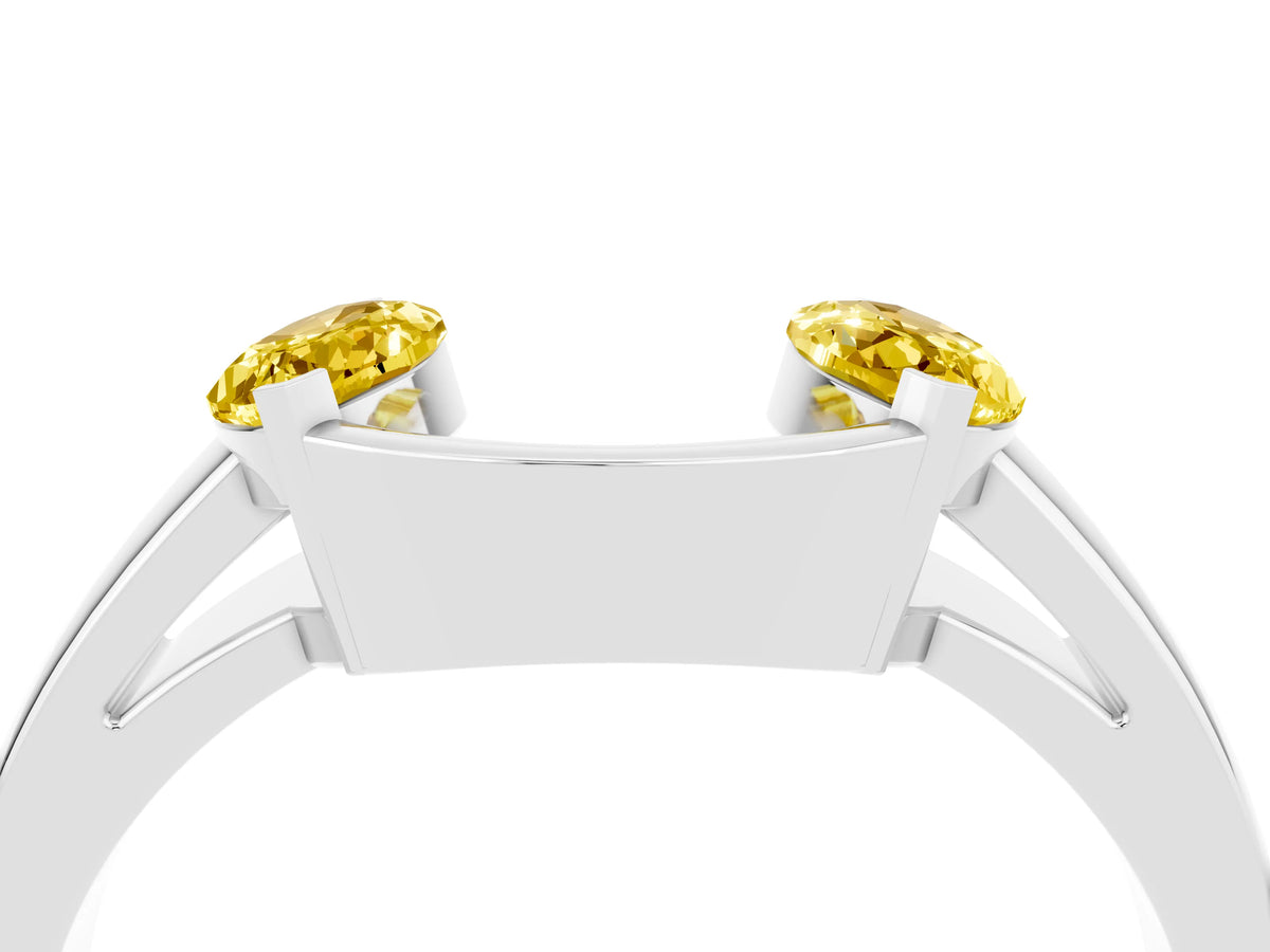 Marquise Yellow Sapphire Open Band Ring in Silver with Tension Setting