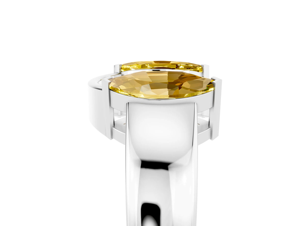 Marquise Yellow Sapphire Open Band Ring in Silver with Tension Setting