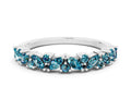 Marquise and Round Blue Topaz Vine Eternity Band in Platinum with Prong Setting 