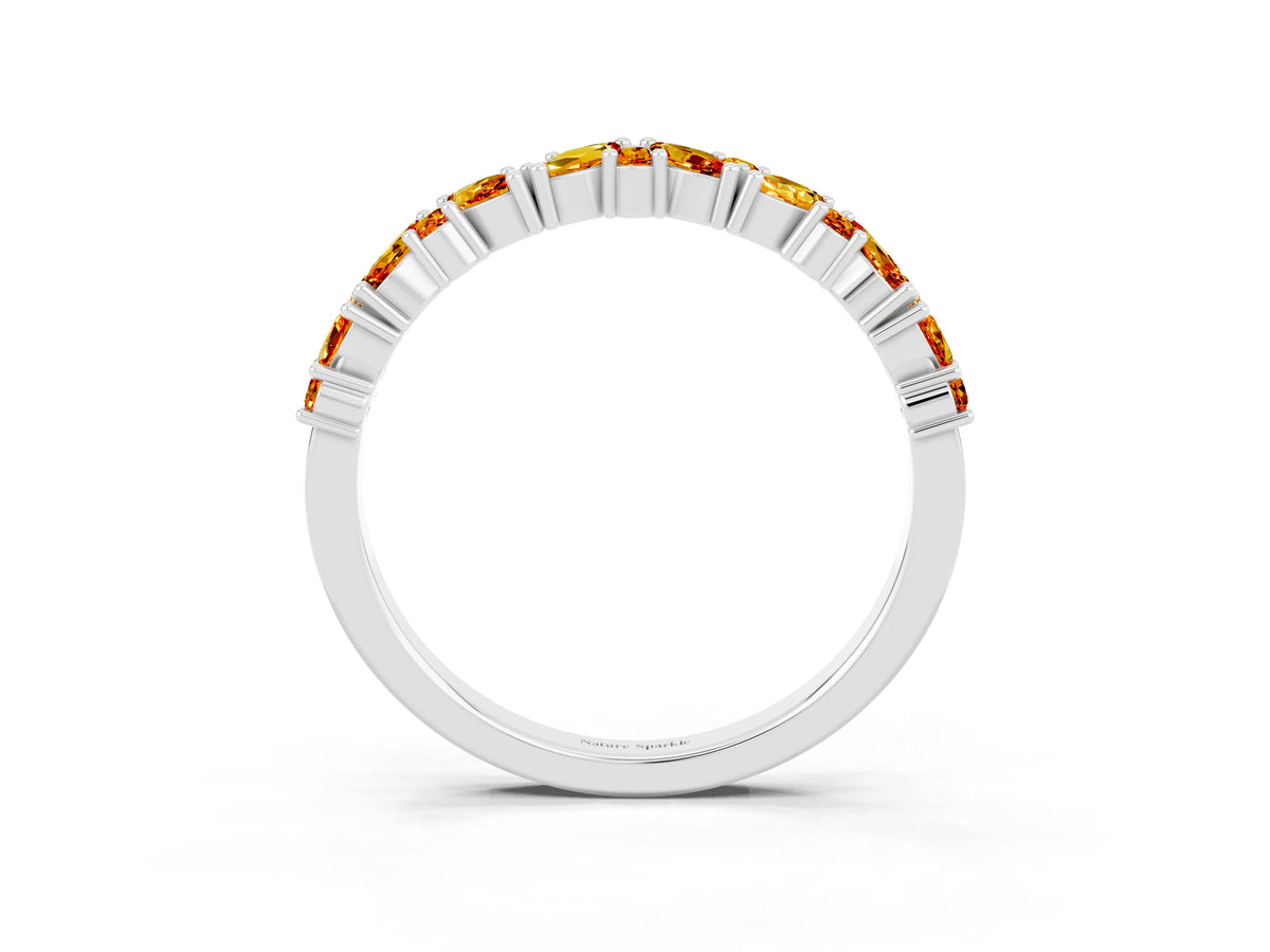 Marquise and Round Citrine Vine Eternity Band in Platinum with Prong Setting