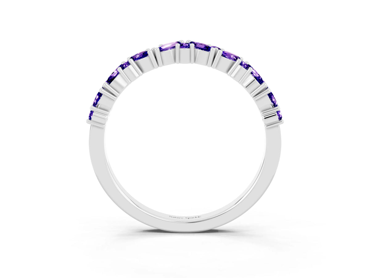 Marquise and Round Tanzanite Vine Eternity Band in Platinum with Prong Setting
