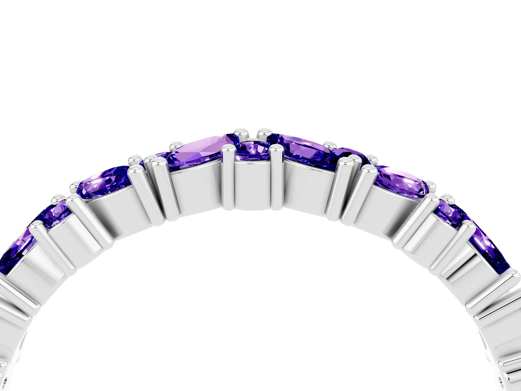 Marquise and Round Tanzanite Vine Eternity Band in Platinum with Prong Setting