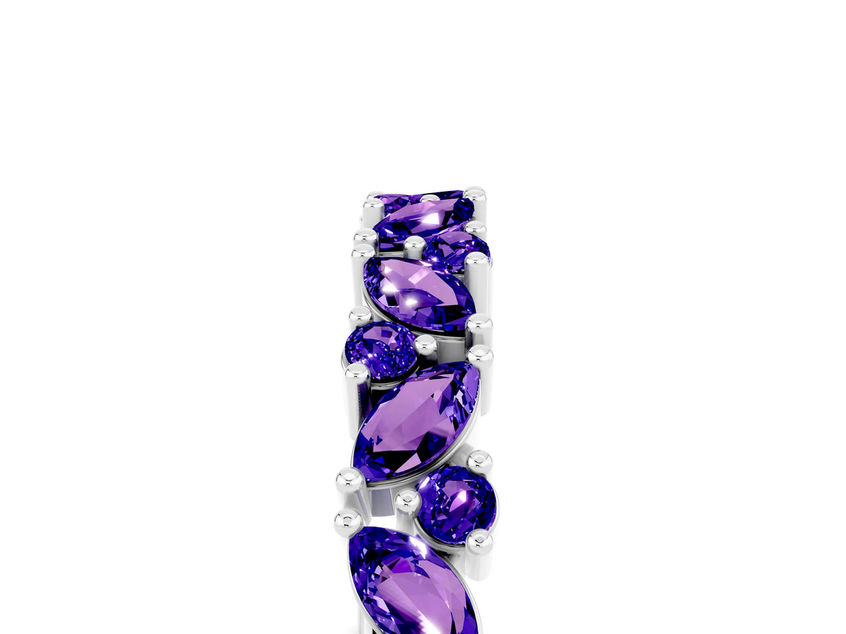 Marquise and Round Tanzanite Vine Eternity Band in Platinum with Prong Setting