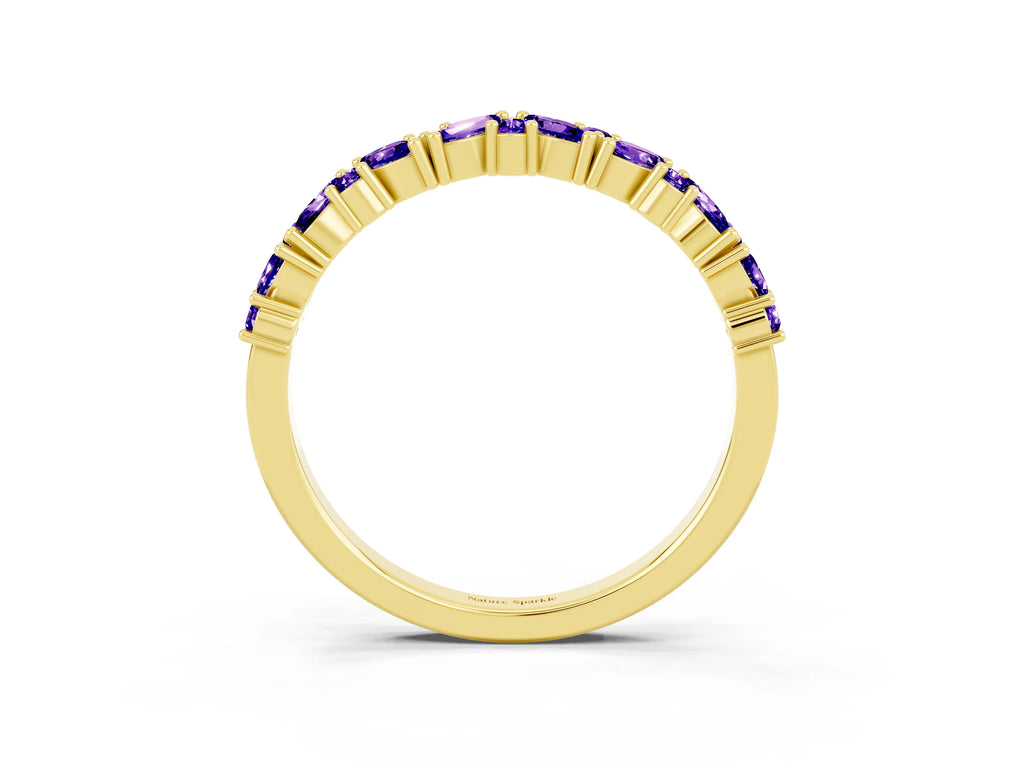 Marquise and Round Tanzanite Vine Eternity Band in Yellow gold with Prong Setting