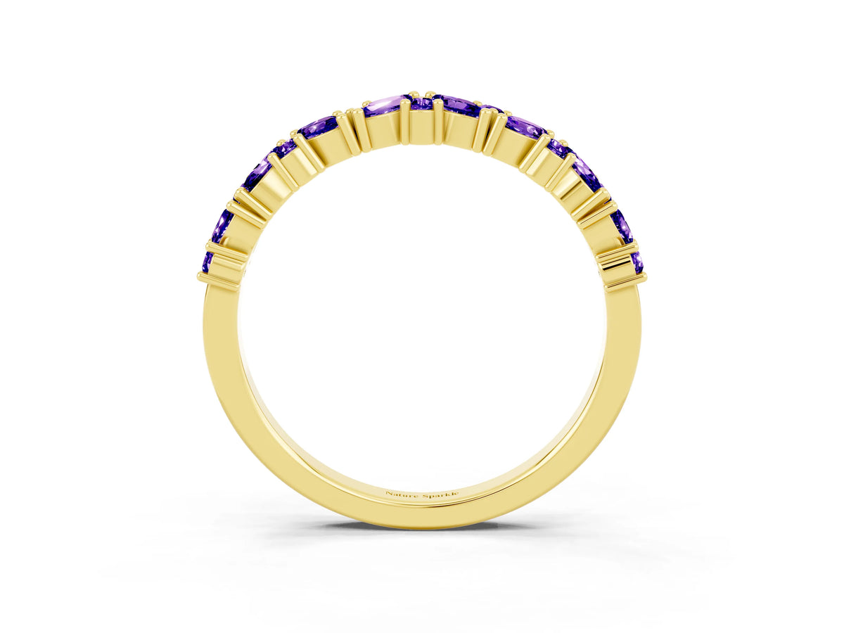 Marquise and Round Tanzanite Vine Eternity Band in Yellow gold with Prong Setting