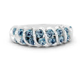Multi-Row Round Aquamarine Band in Platinum with Channel Setting 