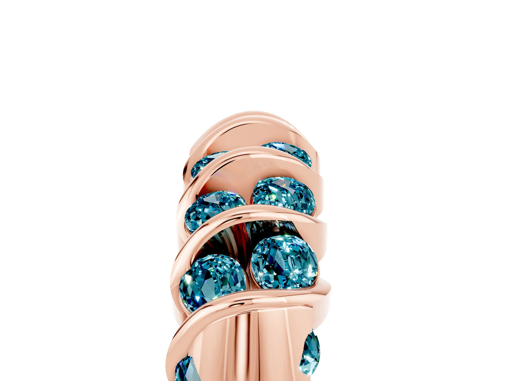 Multi-Row Round Blue Topaz Band in Rose gold with Channel Setting