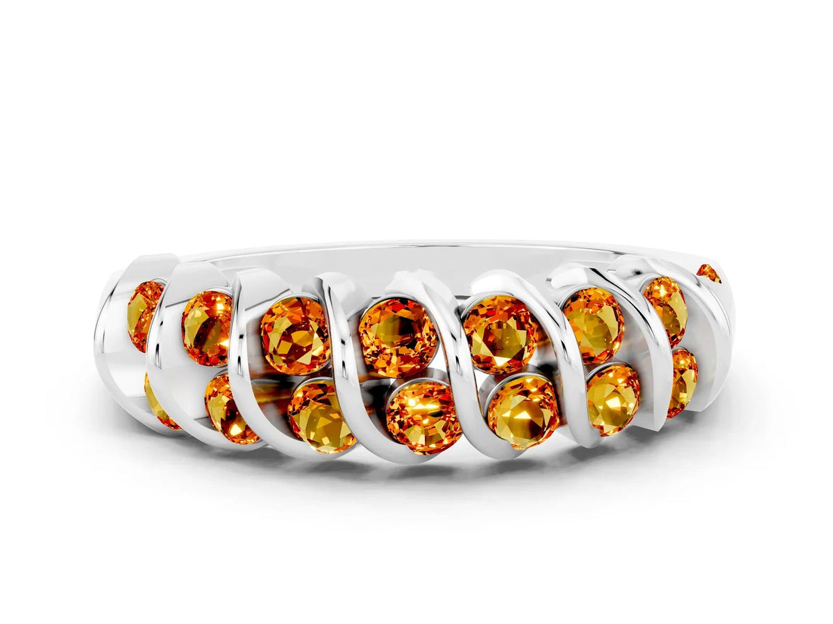Multi-Row Round Citrine Band in White gold with Channel Setting 