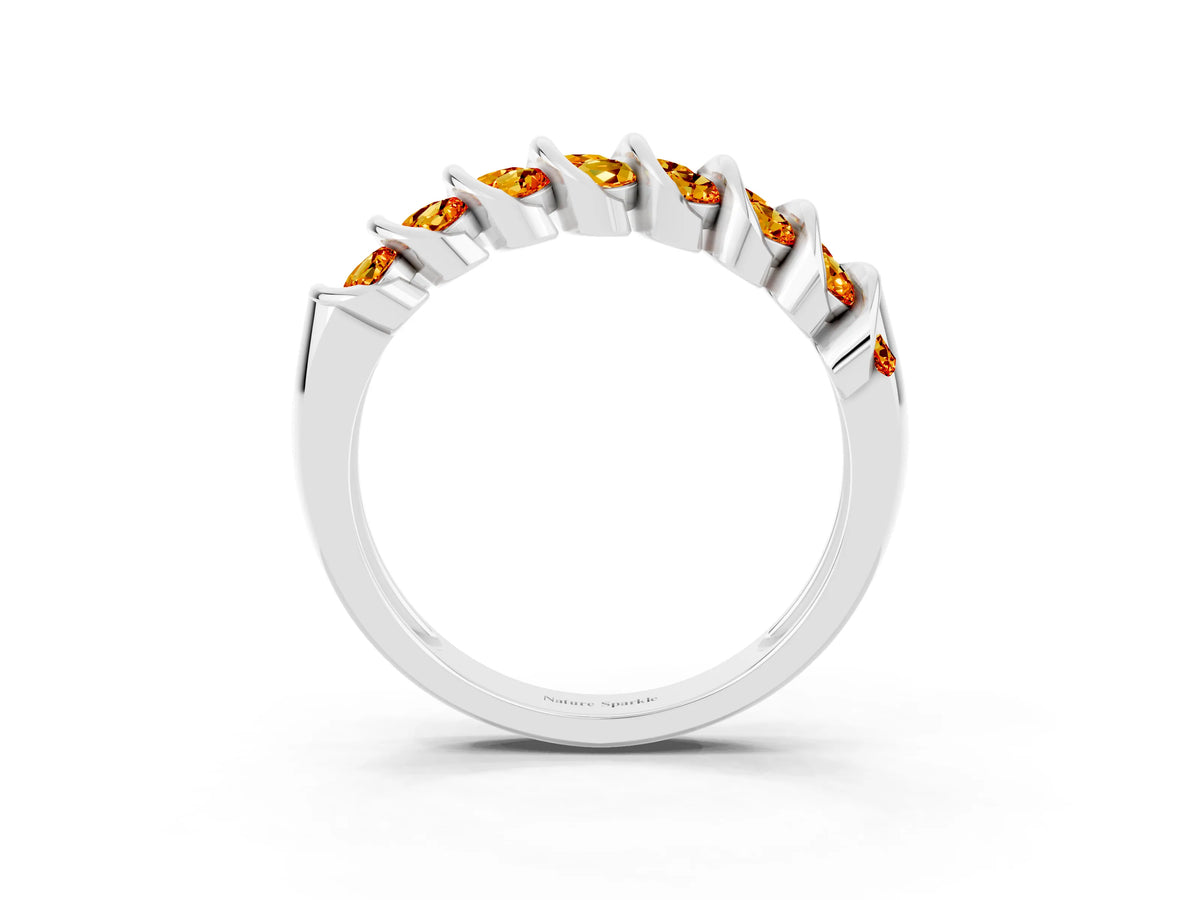 Multi-Row Round Citrine Band in White gold with Channel Setting