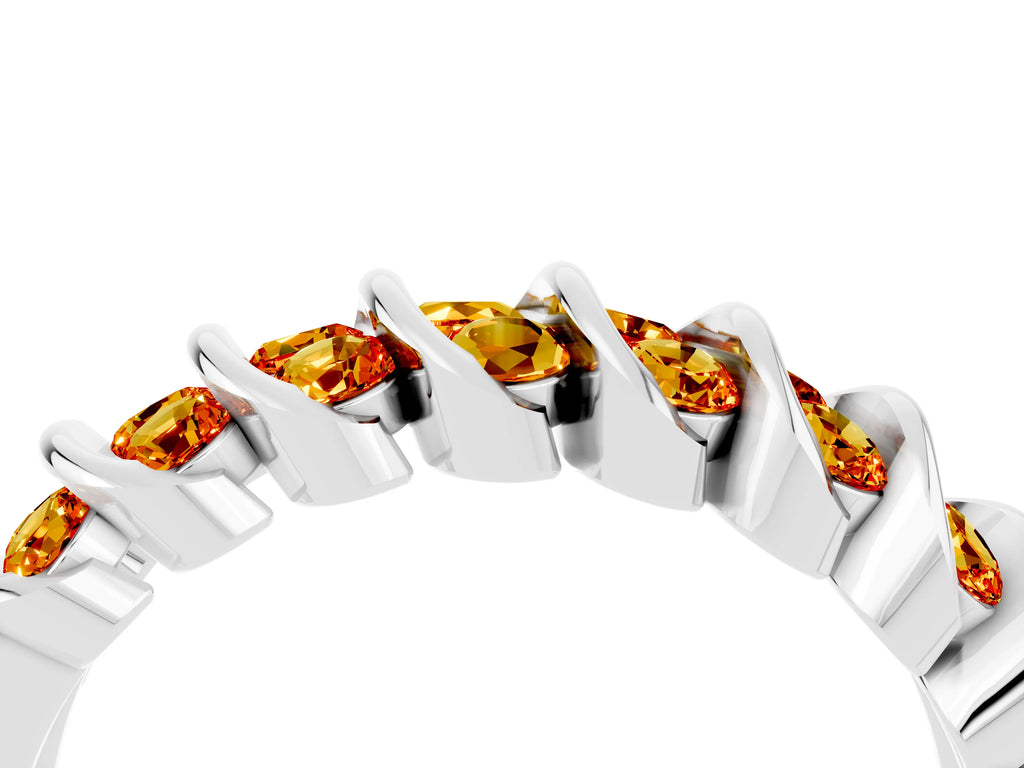 Multi-Row Round Citrine Band in White gold with Channel Setting