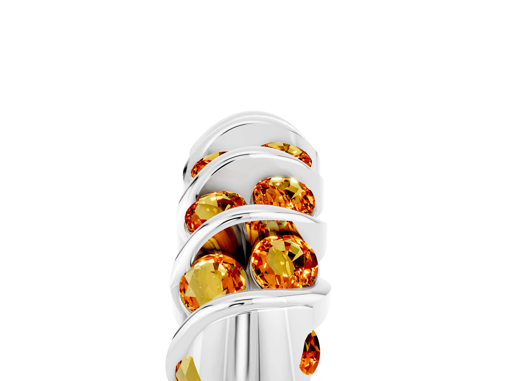 Multi-Row Round Citrine Band in White gold with Channel Setting