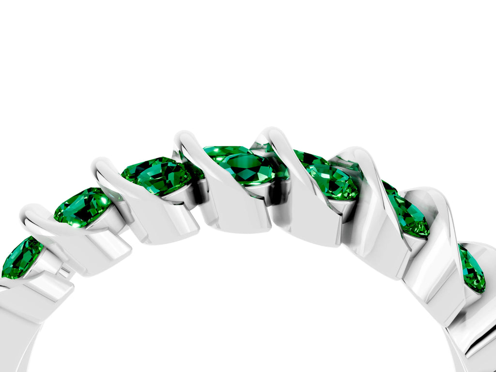 Multi-Row Round Emerald Band in Silver with Channel Setting