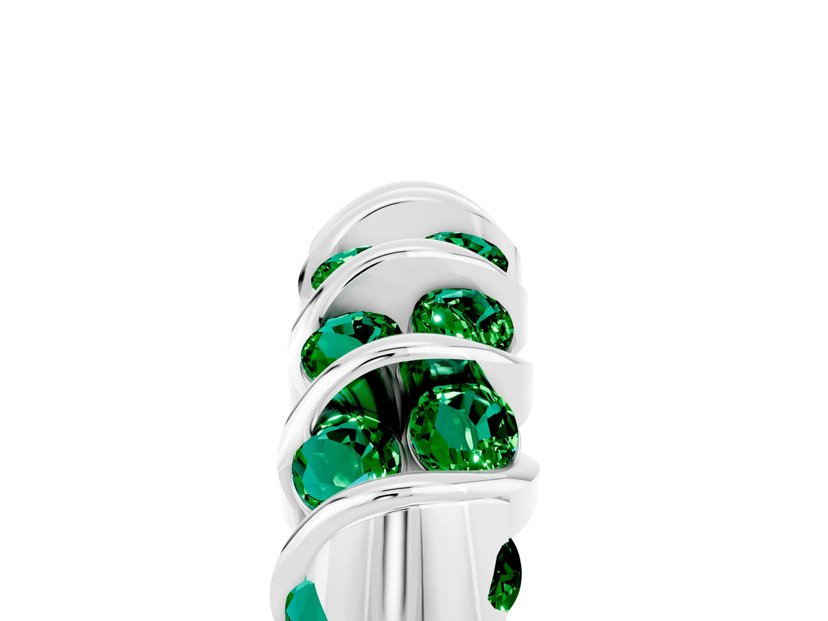 Multi-Row Round Emerald Band in Silver with Channel Setting