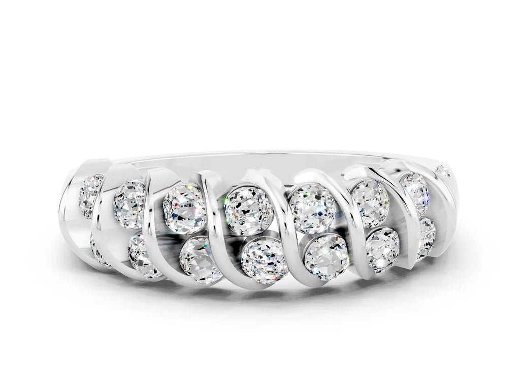 Multi-Row Round Moissanite Band in Platinum with Channel Setting 